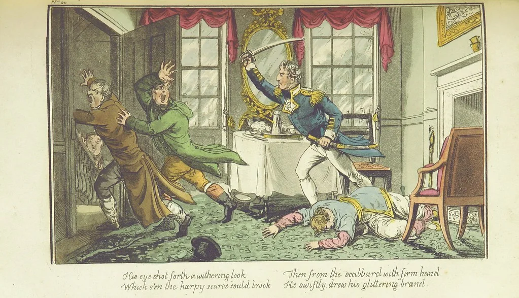 An illustration from The Adventures of a Post Captain. By a Naval Officer. [In verse.] With ... engravings, by Mr. Williams, 1817, leaf 281