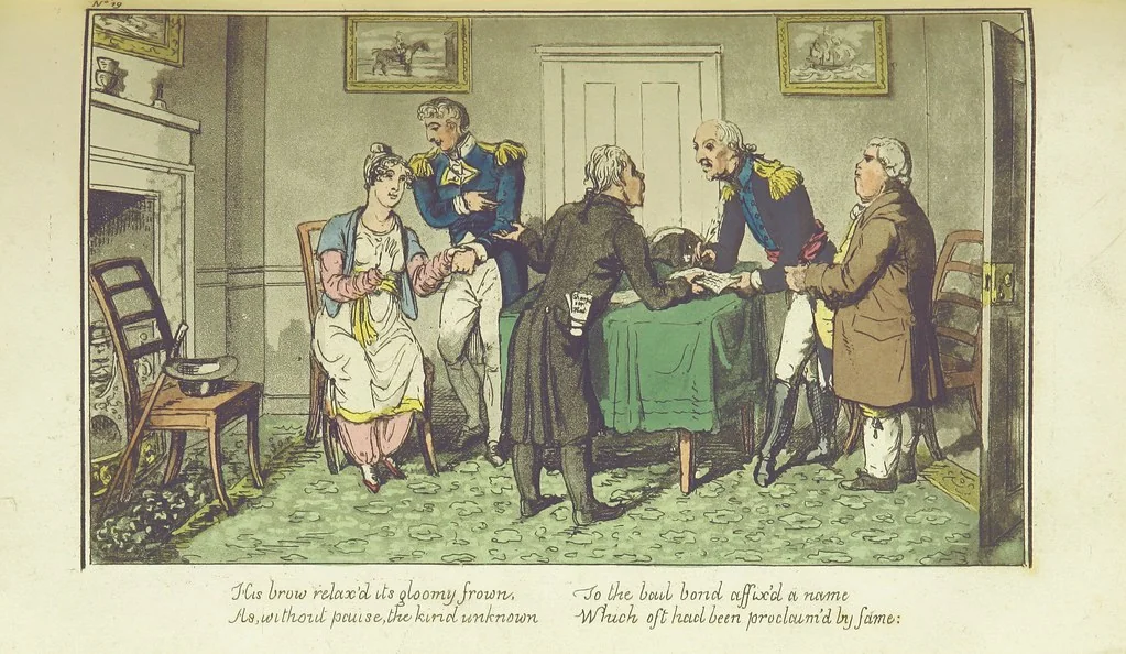 An illustration from The Adventures of a Post Captain. By a Naval Officer. [In verse.] With ... engravings, by Mr. Williams, 1817, leaf 291