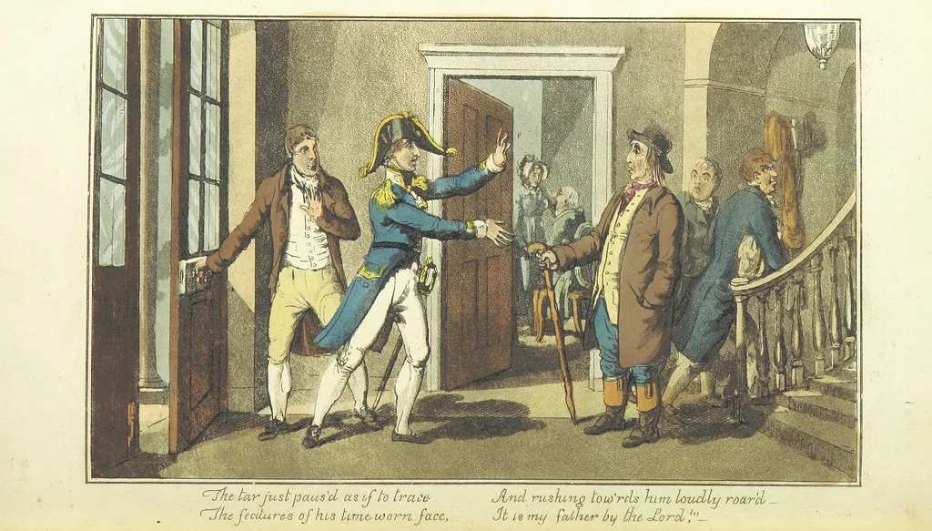 An illustration from The Adventures of a Post Captain. By a Naval Officer. [In verse.] With ... engravings, by Mr. Williams, 1817, leaf 314