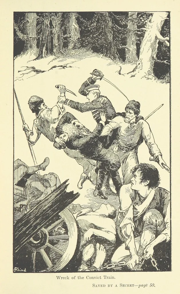An illustration from Saved by a Secret. A story of Siberian exile and adventure, 1892, leaf 57