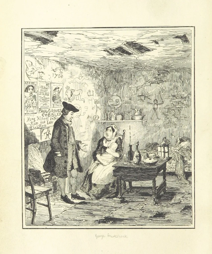 An illustration from Jack Sheppard ... With illustrations by George Cruikshank. A new edition, 1854, leaf 10