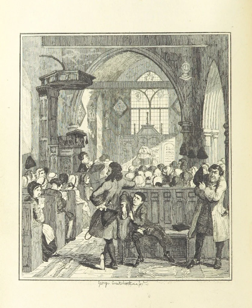 An illustration from Jack Sheppard ... With illustrations by George Cruikshank. A new edition, 1854, leaf 178