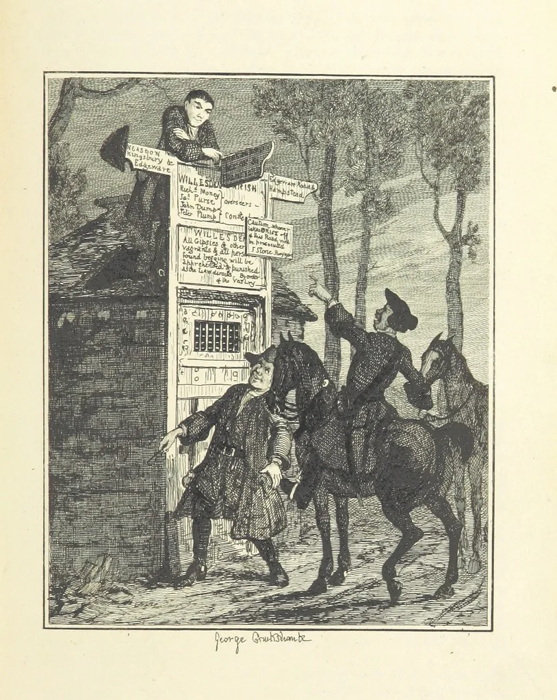 An illustration from Jack Sheppard ... With illustrations by George Cruikshank. A new edition, 1854, leaf 195