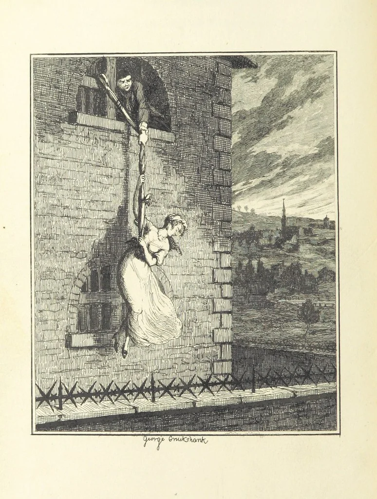 An illustration from Jack Sheppard ... With illustrations by George Cruikshank. A new edition, 1854, leaf 228