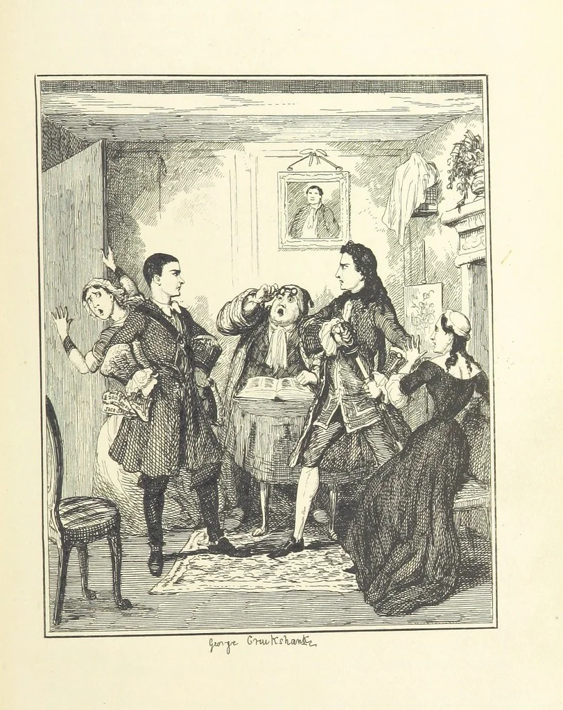 An illustration from Jack Sheppard ... With illustrations by George Cruikshank. A new edition, 1854, leaf 251