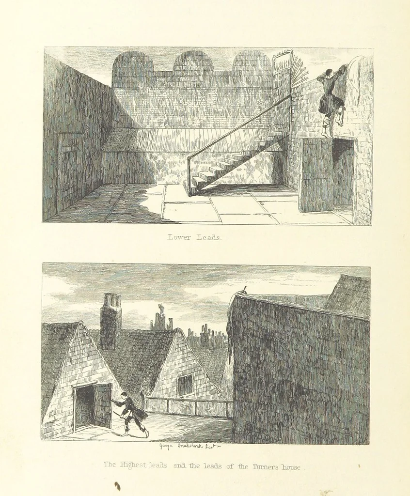 An illustration from Jack Sheppard ... With illustrations by George Cruikshank. A new edition, 1854, leaf 354