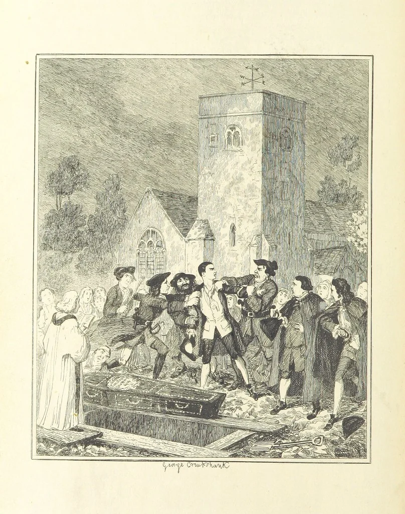 An illustration from Jack Sheppard ... With illustrations by George Cruikshank. A new edition, 1854, leaf 378