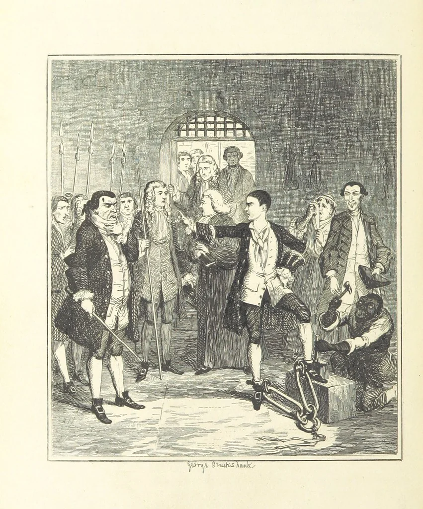 An illustration from Jack Sheppard ... With illustrations by George Cruikshank. A new edition, 1854, leaf 404
