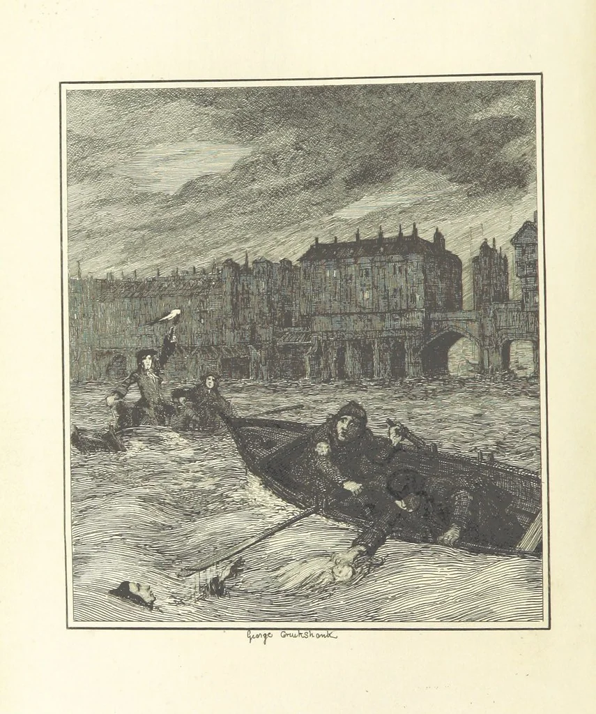 An illustration from Jack Sheppard ... With illustrations by George Cruikshank. A new edition, 1854, leaf 64