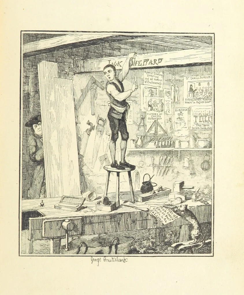 An illustration from Jack Sheppard ... With illustrations by George Cruikshank. A new edition, 1854, leaf 81