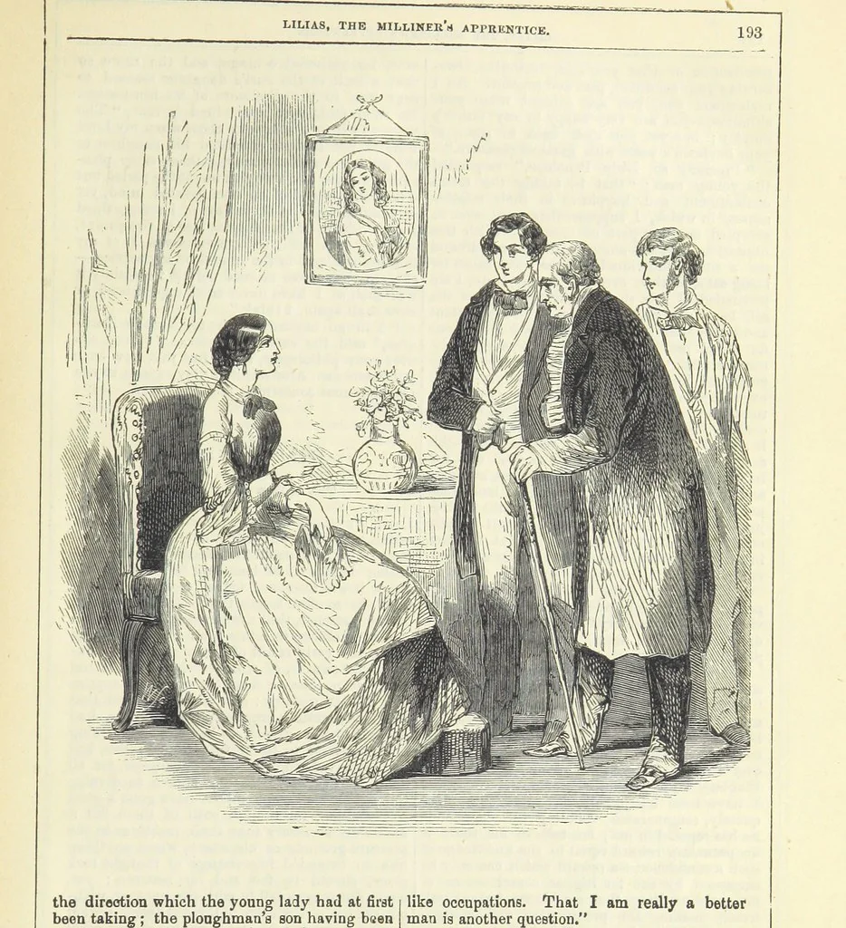 An illustration from Lilias, the Milliner's Apprentice ... With ... wood-engravings drawn by W. H. Thwaits, 1854, leaf 205