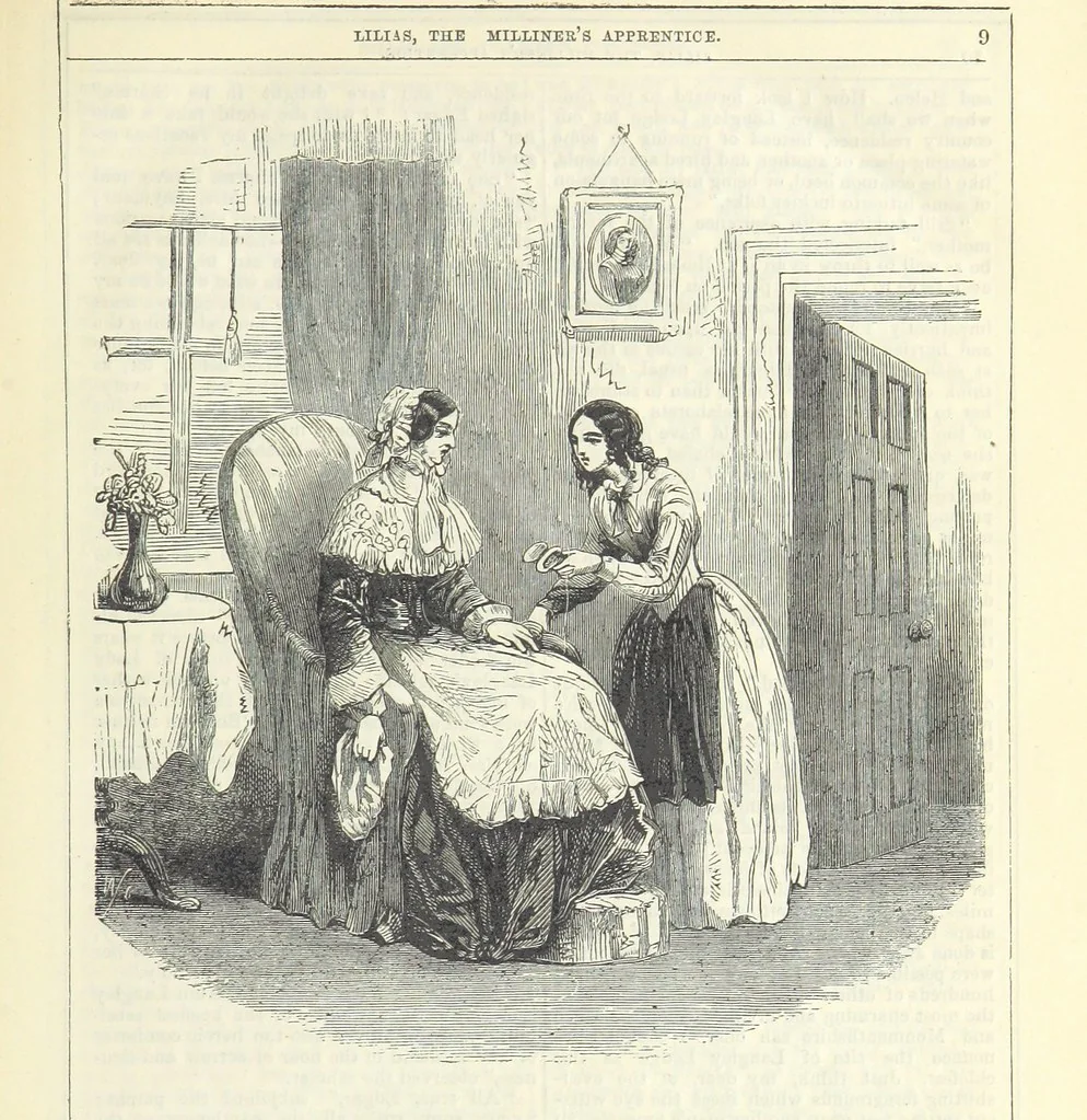 An illustration from Lilias, the Milliner's Apprentice ... With ... wood-engravings drawn by W. H. Thwaits, 1854, leaf 21