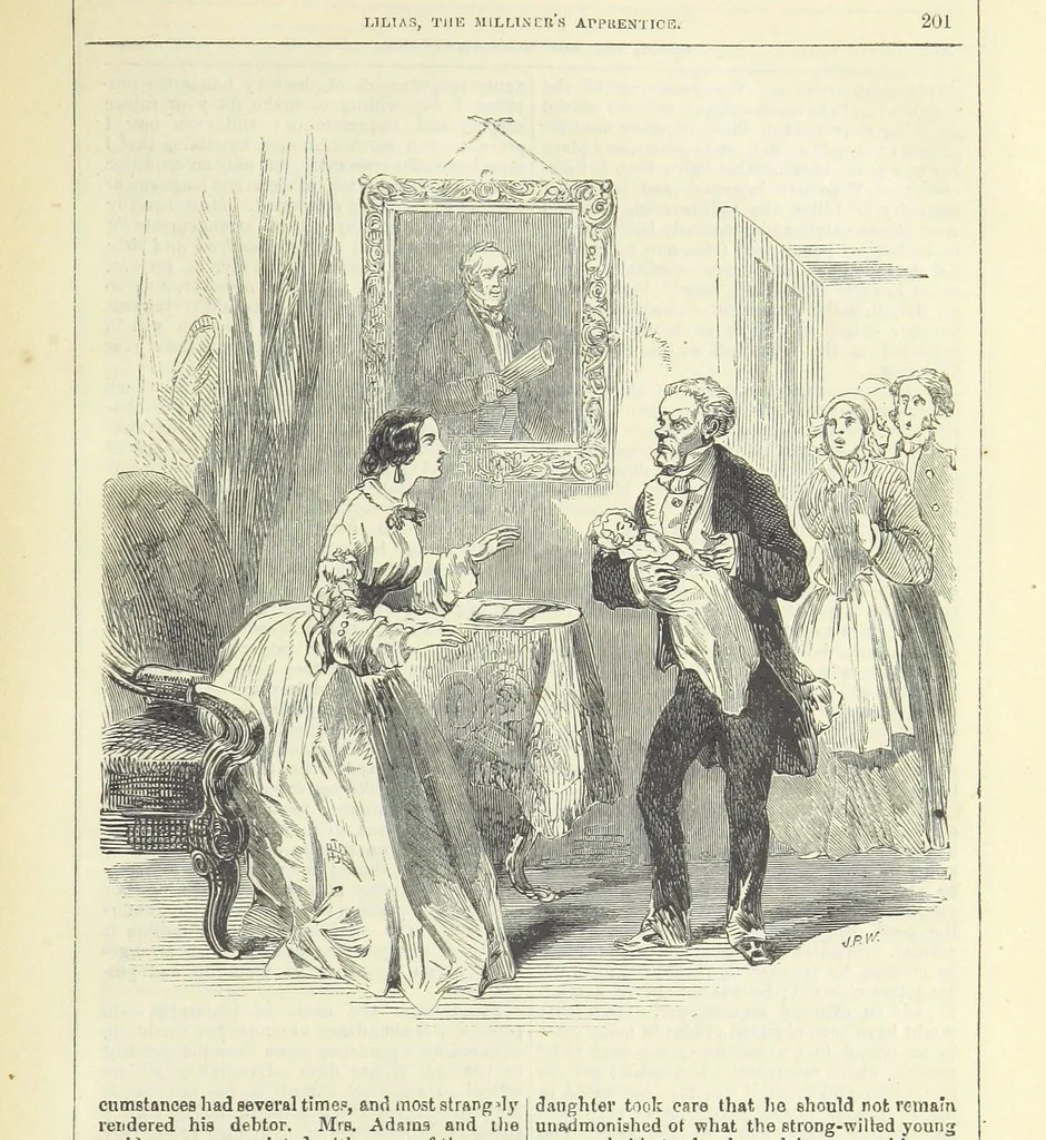 An illustration from Lilias, the Milliner's Apprentice ... With ... wood-engravings drawn by W. H. Thwaits, 1854, leaf 213