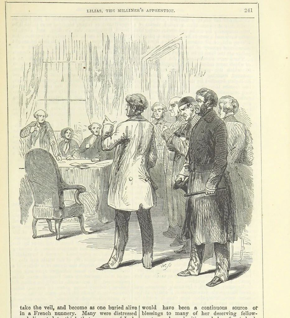 An illustration from Lilias, the Milliner's Apprentice ... With ... wood-engravings drawn by W. H. Thwaits, 1854, leaf 253