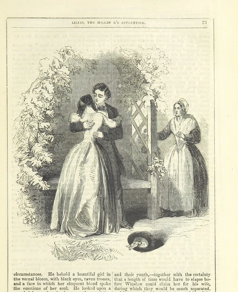 An illustration from Lilias, the Milliner's Apprentice ... With ... wood-engravings drawn by W. H. Thwaits, 1854, leaf 85