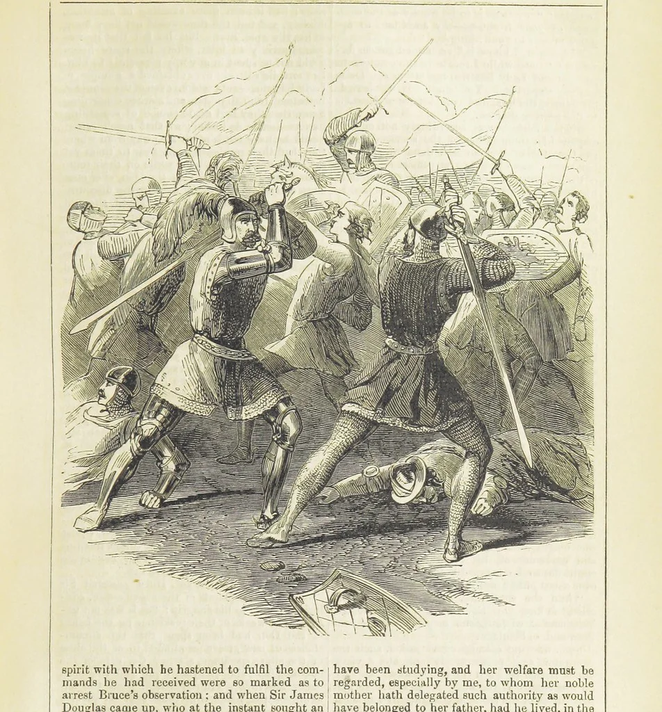 An illustration from Robert Bruce, the Hero-King of Scotland ... With ... wood-engravings drawn by W. H. Thwaits. [A novel, 1852, leaf 113
