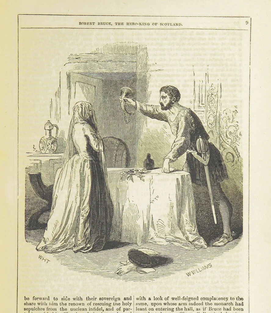 An illustration from Robert Bruce, the Hero-King of Scotland ... With ... wood-engravings drawn by W. H. Thwaits. [A novel, 1852, leaf 17