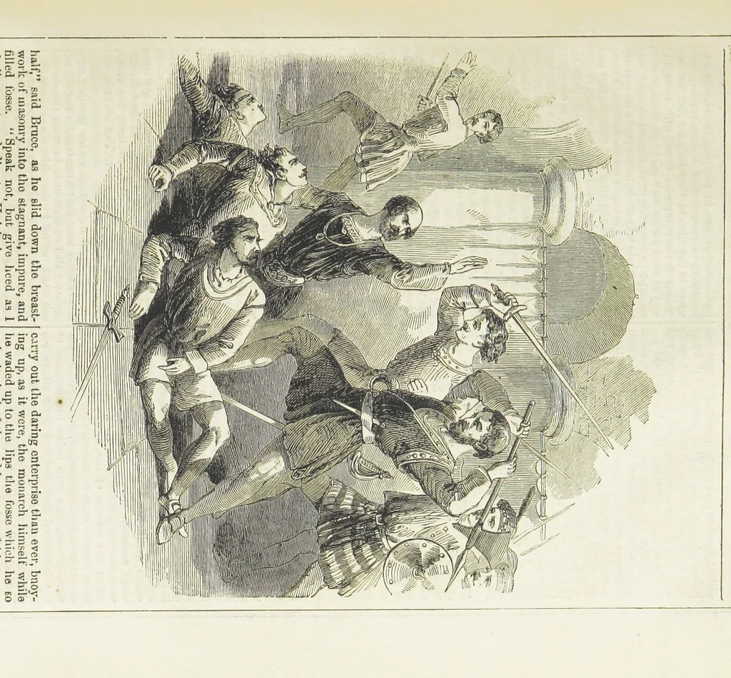 An illustration from Robert Bruce, the Hero-King of Scotland ... With ... wood-engravings drawn by W. H. Thwaits. [A novel, 1852, leaf 257