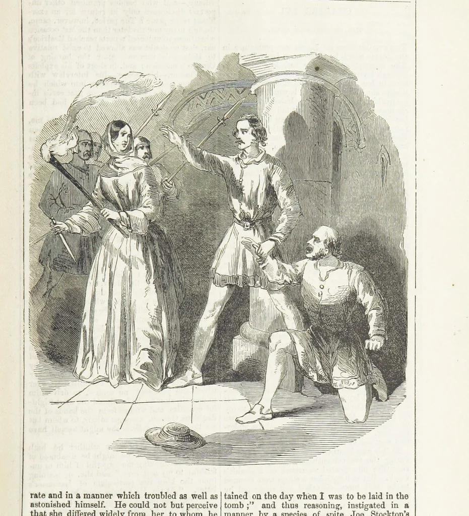 An illustration from Robert Bruce, the Hero-King of Scotland ... With ... wood-engravings drawn by W. H. Thwaits. [A novel, 1852, leaf 385