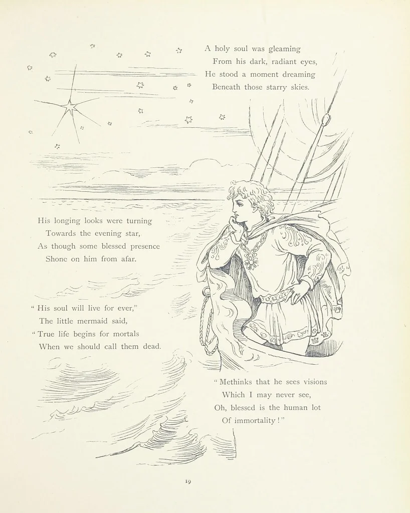 An illustration from The Story of the Mermaiden. Adapted from the German of Hans Andersen, by E. Ashe ... Illustrated by Laura Troubridge. [In verse, 1888, leaf 23