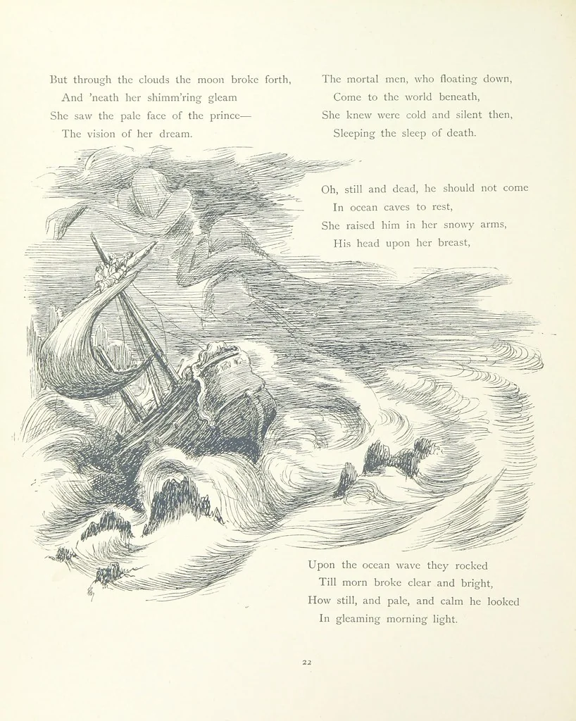 An illustration from The Story of the Mermaiden. Adapted from the German of Hans Andersen, by E. Ashe ... Illustrated by Laura Troubridge. [In verse, 1888, leaf 26