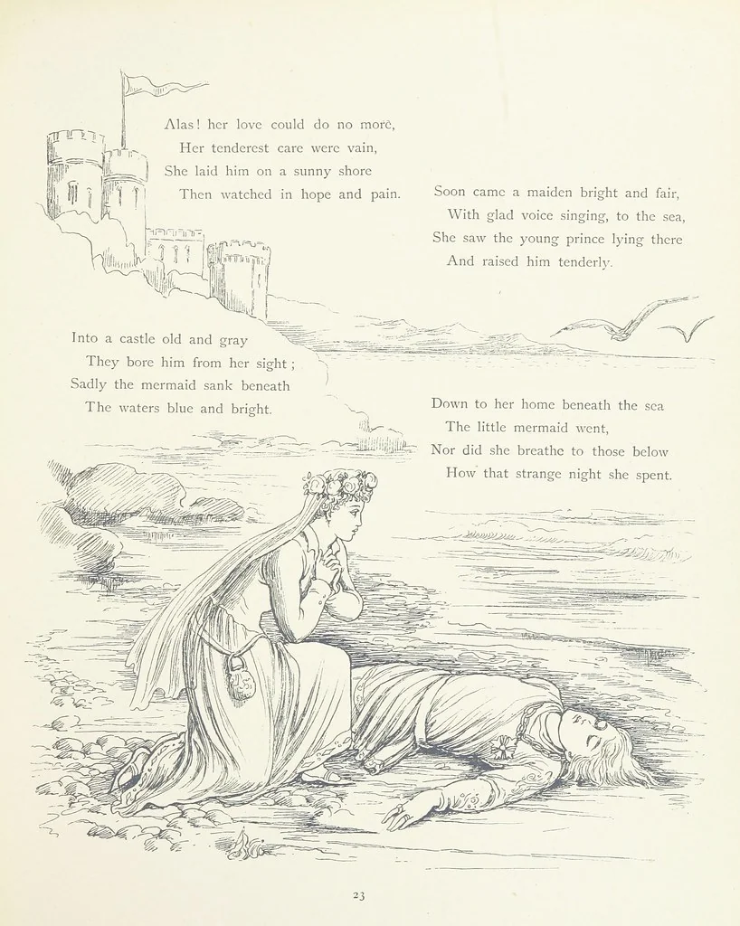 An illustration from The Story of the Mermaiden. Adapted from the German of Hans Andersen, by E. Ashe ... Illustrated by Laura Troubridge. [In verse, 1888, leaf 27
