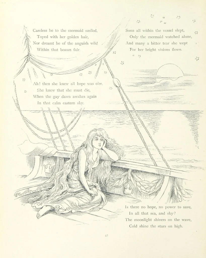 An illustration from The Story of the Mermaiden. Adapted from the German of Hans Andersen, by E. Ashe ... Illustrated by Laura Troubridge. [In verse, 1888, leaf 46