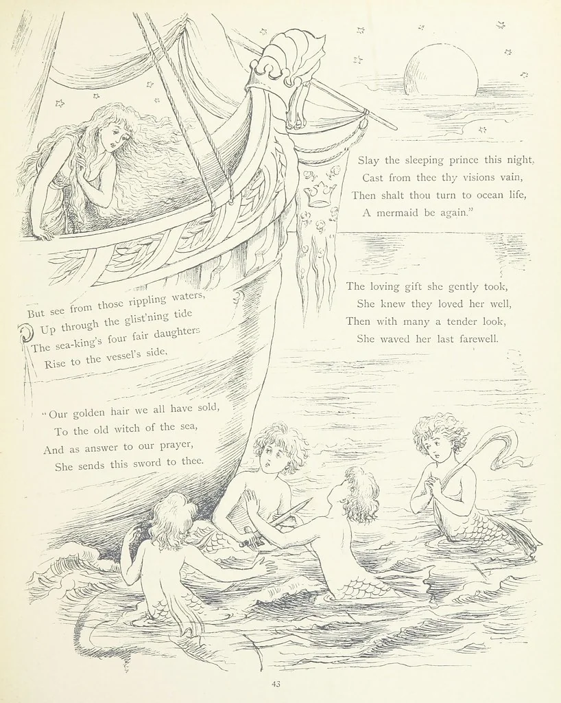 An illustration from The Story of the Mermaiden. Adapted from the German of Hans Andersen, by E. Ashe ... Illustrated by Laura Troubridge. [In verse, 1888, leaf 47