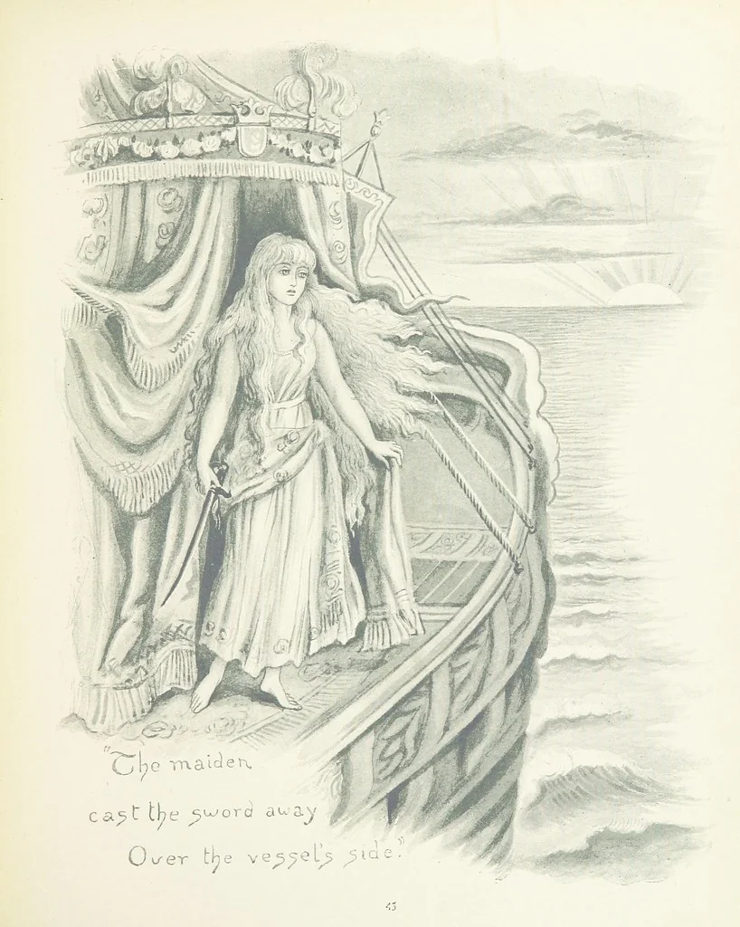An illustration from The Story of the Mermaiden. Adapted from the German of Hans Andersen, by E. Ashe ... Illustrated by Laura Troubridge. [In verse, 1888, leaf 49