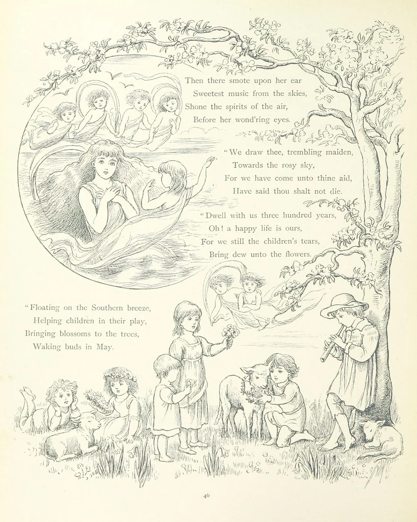 An illustration from The Story of the Mermaiden. Adapted from the German of Hans Andersen, by E. Ashe ... Illustrated by Laura Troubridge. [In verse, 1888, leaf 50