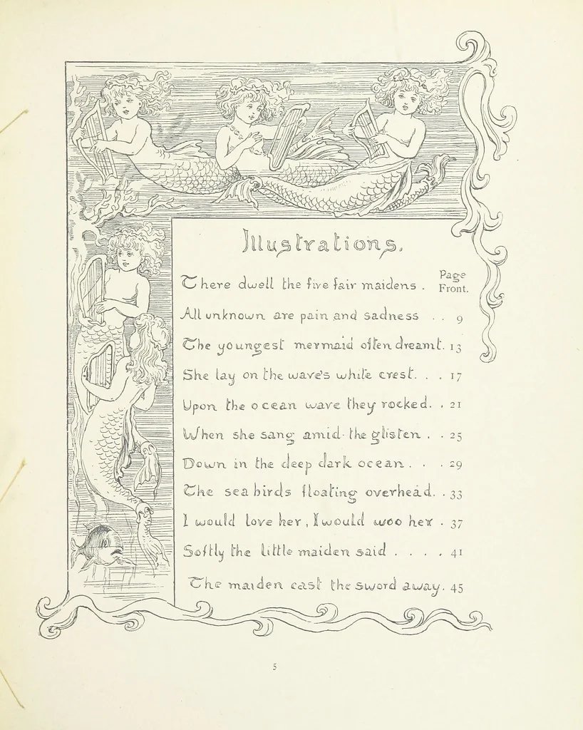 An illustration from The Story of the Mermaiden. Adapted from the German of Hans Andersen, by E. Ashe ... Illustrated by Laura Troubridge. [In verse, 1888, leaf 9
