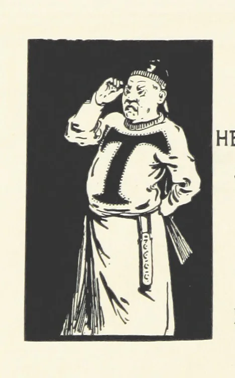 An illustration from The Nightingale. Dished up on China plates by R. André, 1899, leaf 18