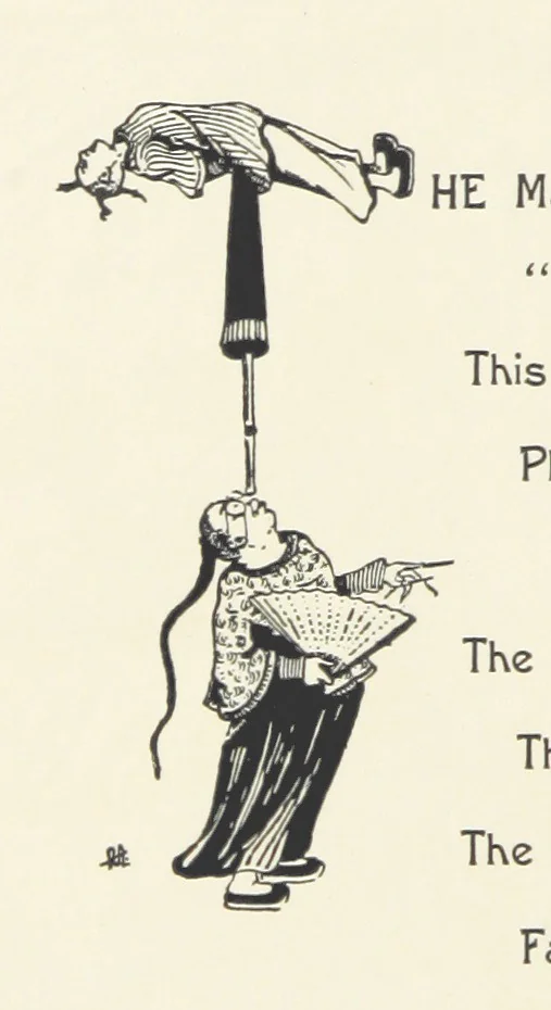 An illustration from The Nightingale. Dished up on China plates by R. André, 1899, leaf 20