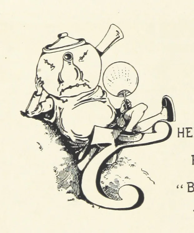 An illustration from The Nightingale. Dished up on China plates by R. André, 1899, leaf 24