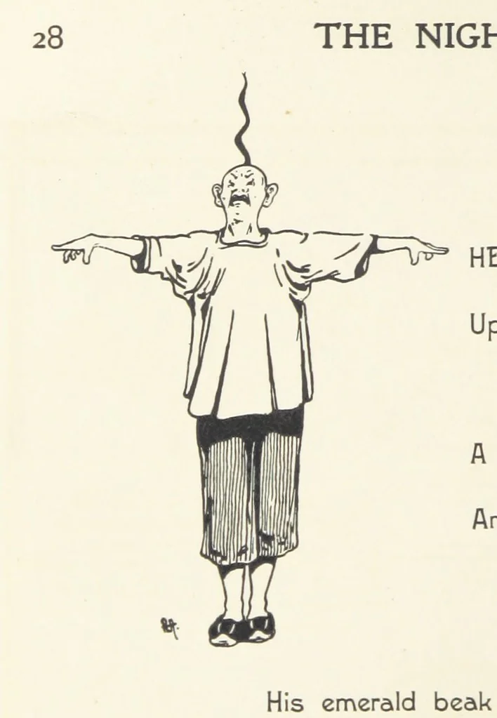 An illustration from The Nightingale. Dished up on China plates by R. André, 1899, leaf 32