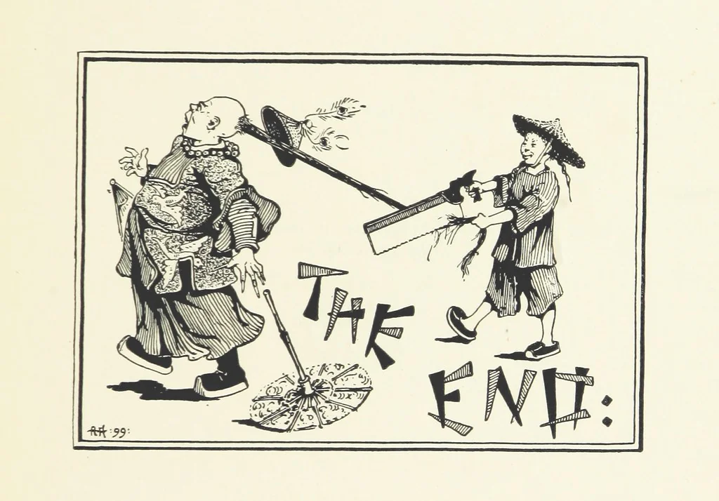 An illustration from The Nightingale. Dished up on China plates by R. André, 1899, leaf 45