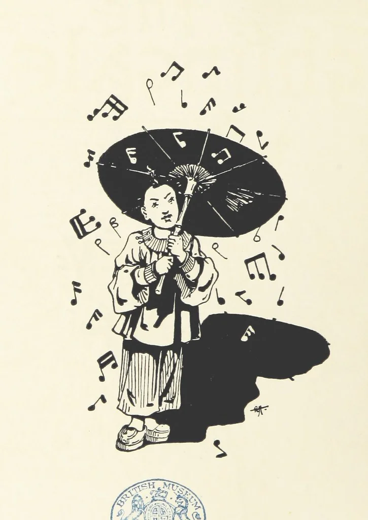 An illustration from The Nightingale. Dished up on China plates by R. André, 1899, leaf 6