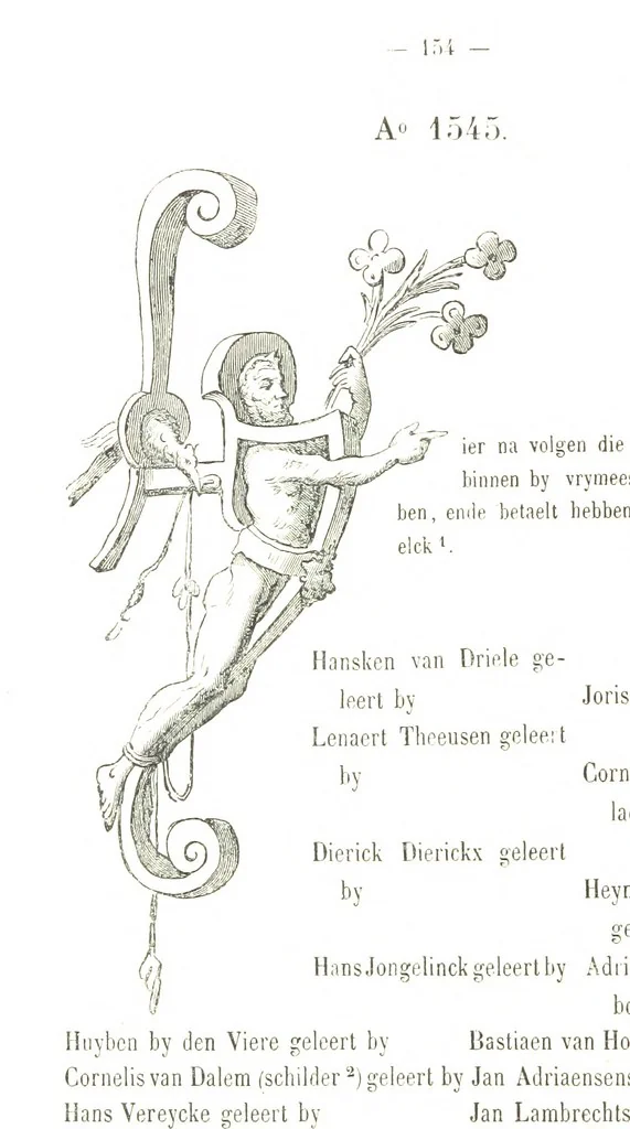 An illustration from De Liggeren en andere historische archieven der Antwerpsche Sint-Lucasgilde onder zinspreuk: “Wt Ionsten Versaemt,” afgeschreven en bewerkt door Ph. Rambouts en Th. van Lerius ... Les Liggeren et autres archives historiques, etc, 1864, leaf 178