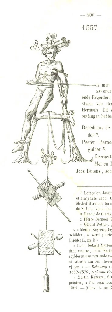An illustration from De Liggeren en andere historische archieven der Antwerpsche Sint-Lucasgilde onder zinspreuk: “Wt Ionsten Versaemt,” afgeschreven en bewerkt door Ph. Rambouts en Th. van Lerius ... Les Liggeren et autres archives historiques, etc, 1864, leaf 224