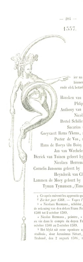 An illustration from De Liggeren en andere historische archieven der Antwerpsche Sint-Lucasgilde onder zinspreuk: “Wt Ionsten Versaemt,” afgeschreven en bewerkt door Ph. Rambouts en Th. van Lerius ... Les Liggeren et autres archives historiques, etc, 1864, leaf 228