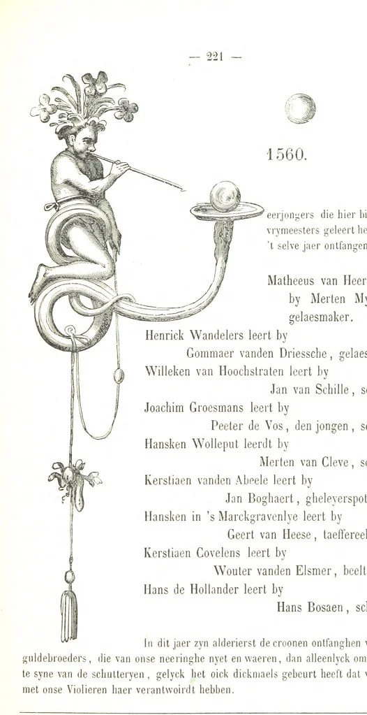 An illustration from De Liggeren en andere historische archieven der Antwerpsche Sint-Lucasgilde onder zinspreuk: “Wt Ionsten Versaemt,” afgeschreven en bewerkt door Ph. Rambouts en Th. van Lerius ... Les Liggeren et autres archives historiques, etc, 1864, leaf 245