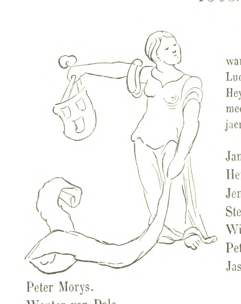 An illustration from De Liggeren en andere historische archieven der Antwerpsche Sint-Lucasgilde onder zinspreuk: “Wt Ionsten Versaemt,” afgeschreven en bewerkt door Ph. Rambouts en Th. van Lerius ... Les Liggeren et autres archives historiques, etc, 1864, leaf 82