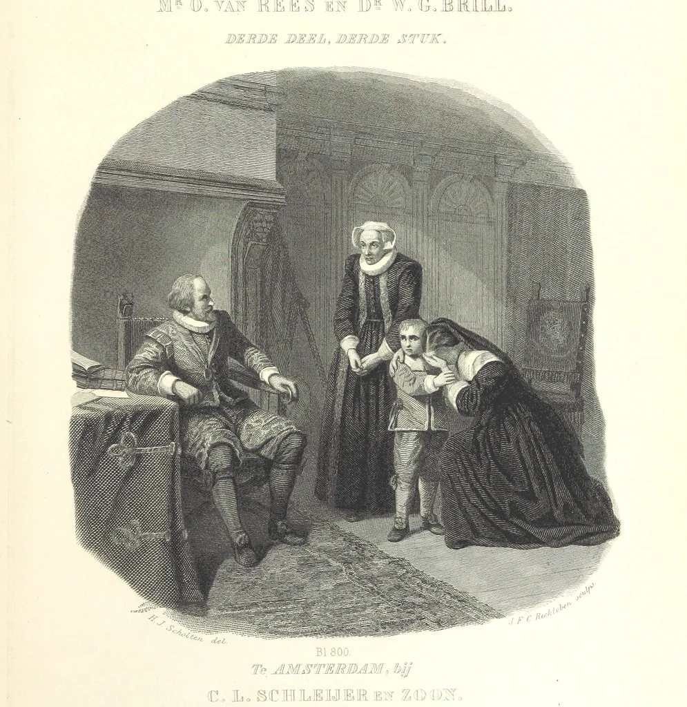 An illustration from Algemeene geschiedenis der Vaderlands, van de vroegste tijden tot op heden. (dl. 3. stuk 2. Voortgezet door Mr. O. van Rees. dl. 3. stuk 3-5. Voortgezet door Mr. O. van Rees en Dr. W. G. Brill. dl. 4, 5. Voortgezet door Dr. J. van Vloten.) dl. 1-dl. 5. stuk 1, 1840, leaf 9