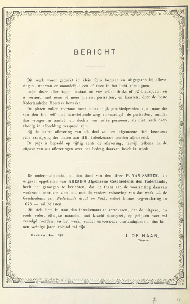 An illustration from Algemeene geschiedenis der Vaderlands, van de vroegste tijden tot op heden. (dl. 3. stuk 2. Voortgezet door Mr. O. van Rees. dl. 3. stuk 3-5. Voortgezet door Mr. O. van Rees en Dr. W. G. Brill. dl. 4, 5. Voortgezet door Dr. J. van Vloten.) dl. 1-dl. 5. stuk 1, 1840, leaf 1196