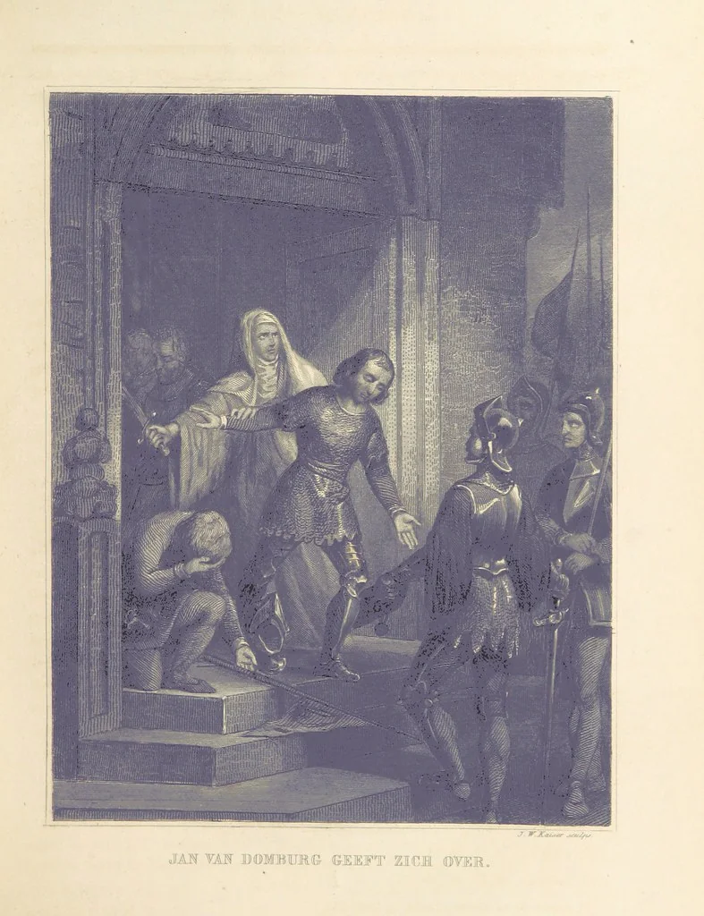 An illustration from Algemeene geschiedenis der Vaderlands, van de vroegste tijden tot op heden. (dl. 3. stuk 2. Voortgezet door Mr. O. van Rees. dl. 3. stuk 3-5. Voortgezet door Mr. O. van Rees en Dr. W. G. Brill. dl. 4, 5. Voortgezet door Dr. J. van Vloten.) dl. 1-dl. 5. stuk 1, 1840, leaf 53
