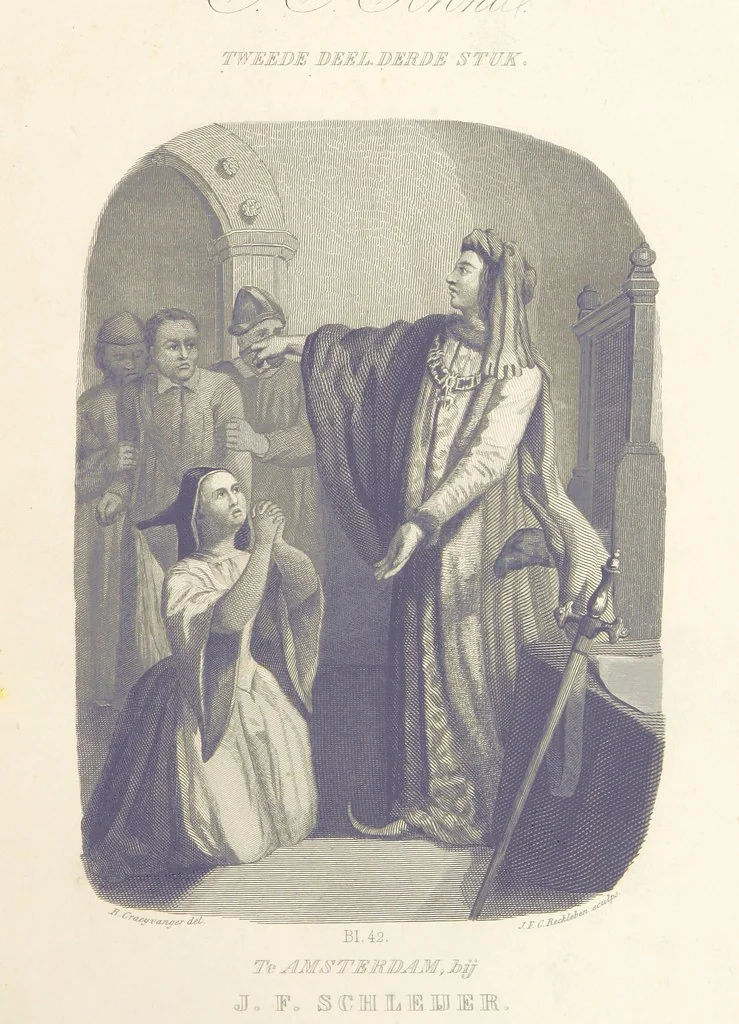 An illustration from Algemeene geschiedenis der Vaderlands, van de vroegste tijden tot op heden. (dl. 3. stuk 2. Voortgezet door Mr. O. van Rees. dl. 3. stuk 3-5. Voortgezet door Mr. O. van Rees en Dr. W. G. Brill. dl. 4, 5. Voortgezet door Dr. J. van Vloten.) dl. 1-dl. 5. stuk 1, 1840, leaf 7
