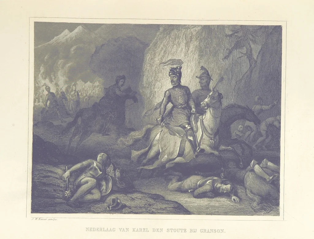 An illustration from Algemeene geschiedenis der Vaderlands, van de vroegste tijden tot op heden. (dl. 3. stuk 2. Voortgezet door Mr. O. van Rees. dl. 3. stuk 3-5. Voortgezet door Mr. O. van Rees en Dr. W. G. Brill. dl. 4, 5. Voortgezet door Dr. J. van Vloten.) dl. 1-dl. 5. stuk 1, 1840, leaf 95
