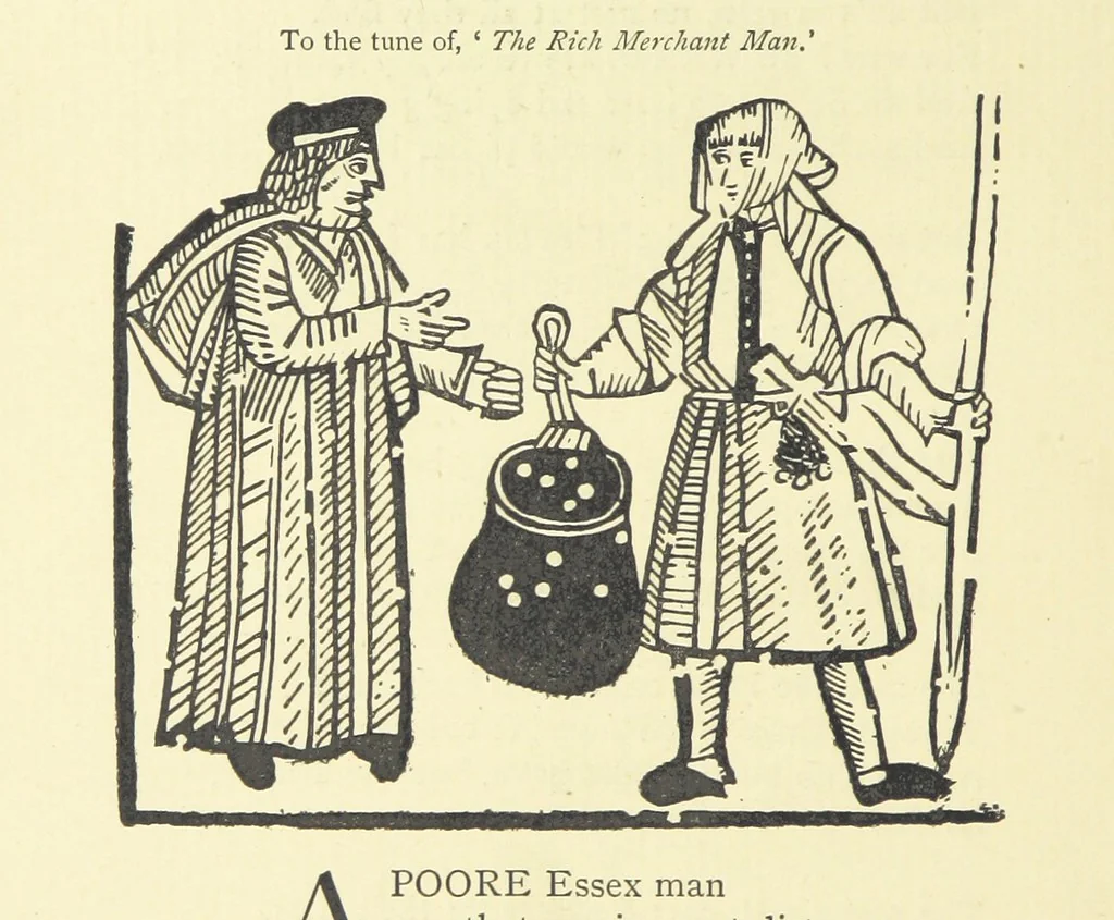 An illustration from A Century of Ballads ... Edited, and illustrated in facsimile of the originals, by J. Ashton, 1887, leaf 110