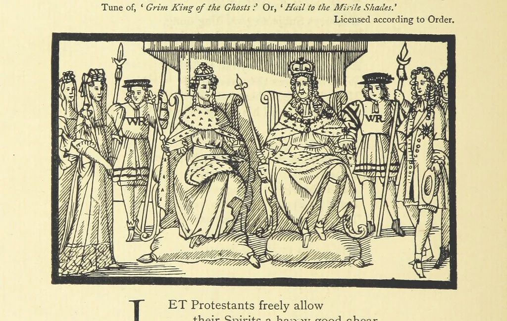 An illustration from A Century of Ballads ... Edited, and illustrated in facsimile of the originals, by J. Ashton, 1887, leaf 172