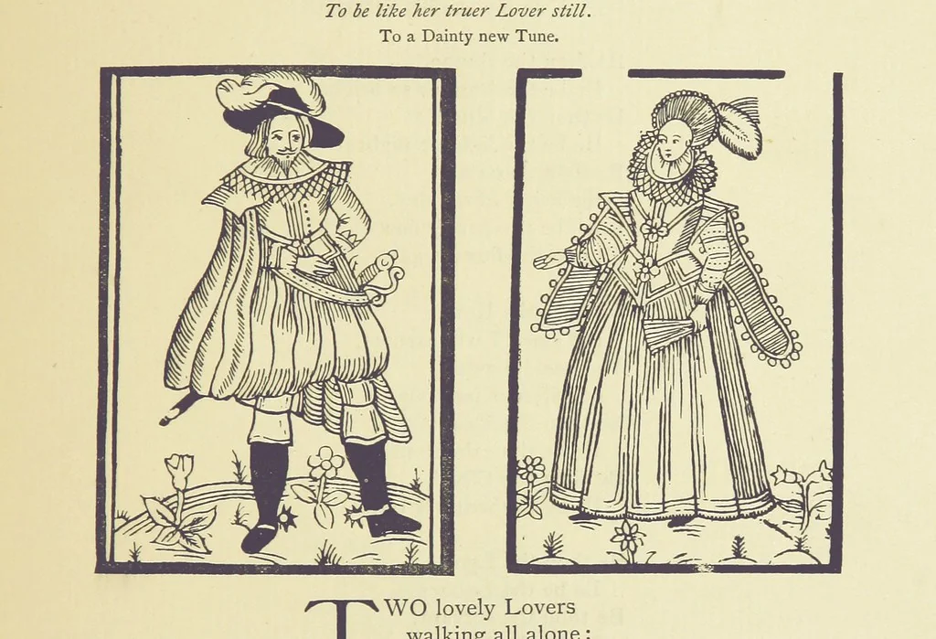 An illustration from A Century of Ballads ... Edited, and illustrated in facsimile of the originals, by J. Ashton, 1887, leaf 181
